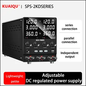 NICE-POWER Dual direct current DC Power Supply Variable: 120V 3A Adjustable Switching Regulated Series (240V 3A) Parallel (120V 6A) High Precision 5V/2A USB Port Bench Lab Power SuppliesNegative voltage can be achieved, enabling electrolytic plating