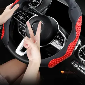 Snap-On PU Leather Steering Wheel Cover No Inner Ring Non-Slip Enhance Grip Protection Secure Fit All-Season Universal For Most 15-Inch Vehicles Car Accessories Automotive