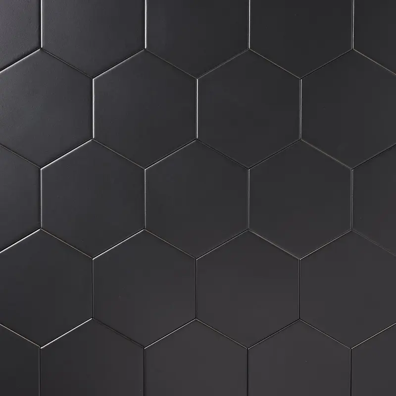 Venice Black 5x6 Hexagon Matte Porcelain Tile Sample