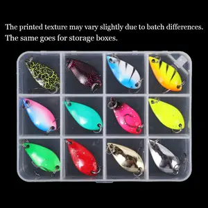 1 Box of 12 Lure Set with Rotating Sequins, Hand-Cranked Composite Sequins Fishing Gear Accessories Artificial Fishing Lure Fishing Lures Kit