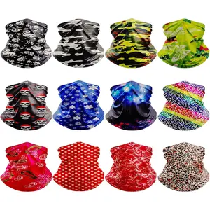 12 count  Gaiter Balaclava Multifunctional Magic Scarf  Tube UV  Mask for Men Shield Headband Headwear for Women