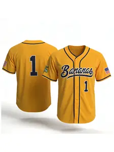 Men's Loose-Fitting Baseball Jersey, Number 4 Banana Embroidery, Casual Sportswear for All Seasons, Quick-Dry Outdoor Activewear, Jersey Top