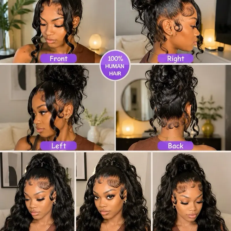 Human Hair 360 Body Lace Wig, Clearance Item, 22 in, 200g, Pre-Plucked with Baby Hair, Body Wave, Natural Look for Daily Wear