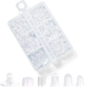 Easter Gift  6 Styles Silicone Earring Backs for Studs, 600 Pcs Clear Soft Earring Backings Hypoallergenic Plastic Rubber Earring Backs Clutch Stoppers Replacement Kits for Fish Hook Earring Studs Hoops