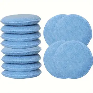 Six-Piece Ultra-Fine Fiber Car Wax Applicator Pads, Finger Loop Design, Ideal for Polishing and Fine Care, Automotive Detailing Tools