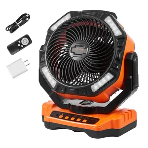 VEVOR Portable Fan Rechargeable 13 inch, Battery Powered Fan with LED Lantern, 4 Speeds Adjustable & 45°/90°Automatic Swivel & Timer , USB Battery Operated Fans for Travel Bedroom Home Camping Office