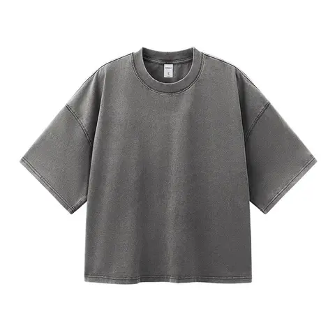 Inflation Men's 2-Piece Loose Layered Oversized T-Shirt Set - 100% Cotton 270g Heavyweight, Half Sleeve Cropped Cut, Square Neck Crew Neck, Vintage European Streetwear Fashion with Modern Edge