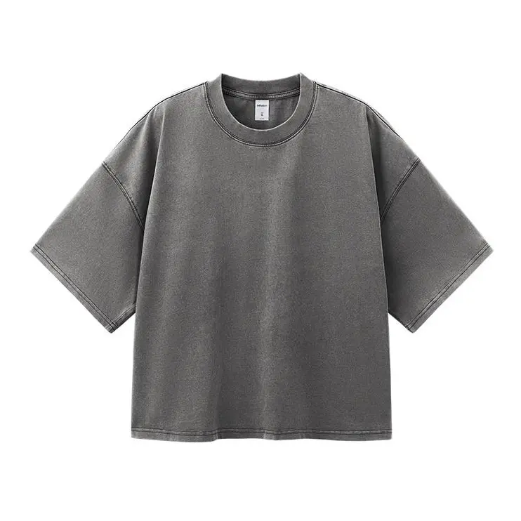 Inflation Men's 2-Piece Loose Layered Oversized T-Shirt Set - 100% Cotton 270g Heavyweight, Half Sleeve Cropped Cut, Square Neck Crew Neck, Vintage European Streetwear Fashion with Modern Edge