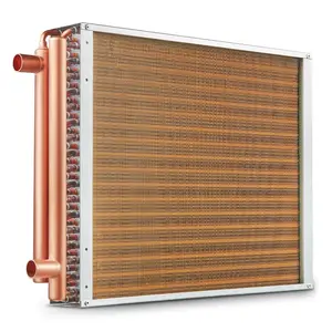 VEVOR Heat Exchanger Water to Air, 20x 20 with 3-Row 3/8 Copper Ports, 242 Aluminum Fins Heat Exchanger for Outdoor Wood Furnaces, Residential Heating and Cooling, and Forced Air Heating