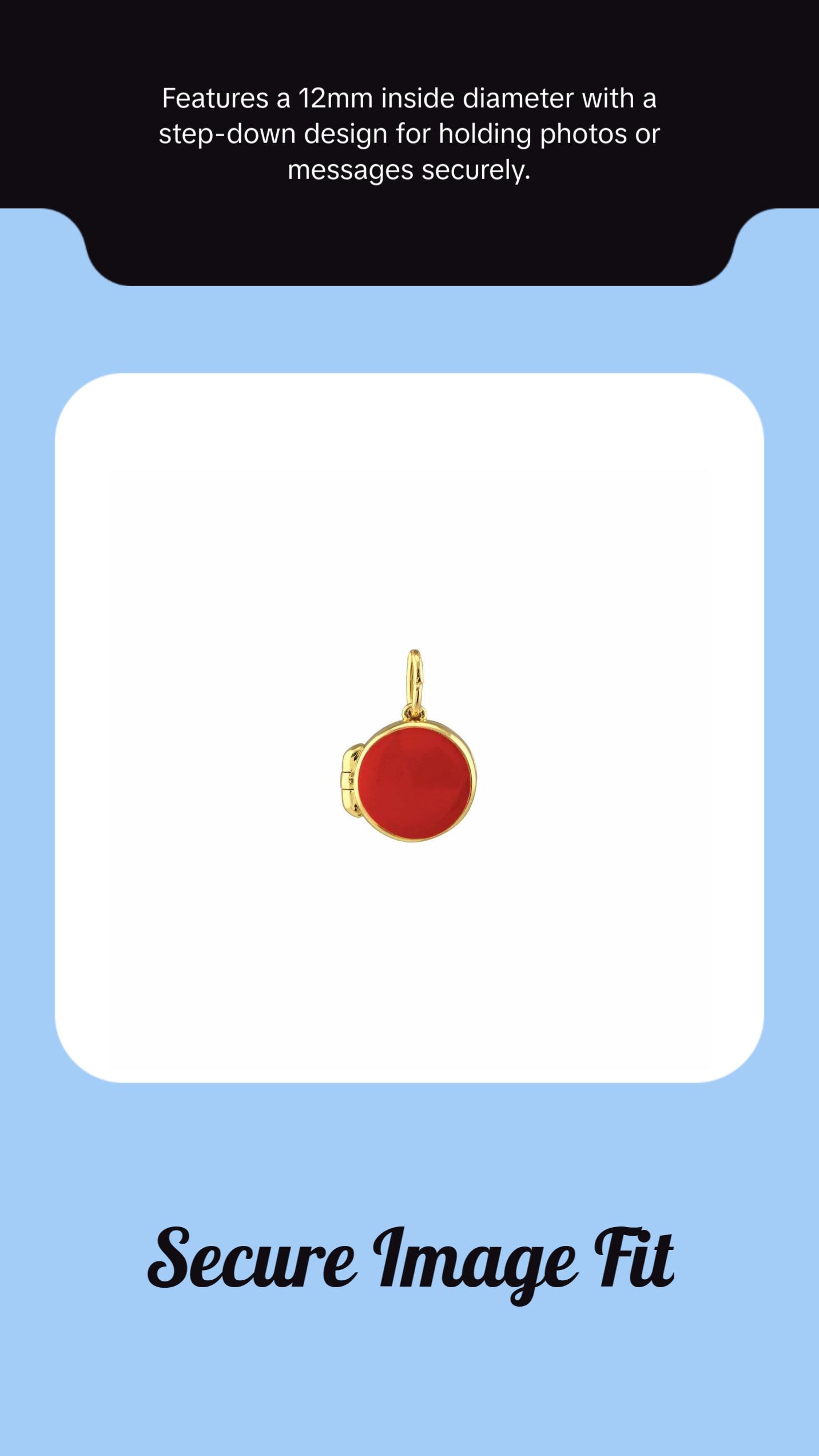 Round Enamel Locket Charm