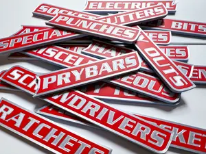 ColKy Designs - 12-Pack Premium Magnetic Toolbox Labels for Tool Organization - 12 Pack of High Quality 3D Printed Personalized Magnets for Metal Cabinets, Drawers, Tool Chests, Decor Plastic Gift - Made to Order • Core Colors • No Custom Text