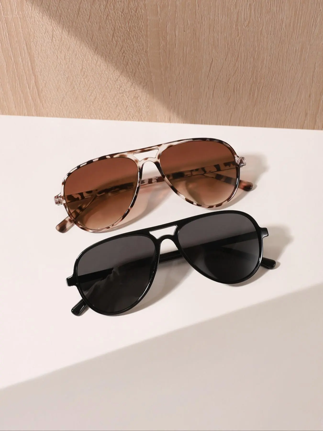 Women's Fashionable Tortoiseshell / Solid Color Aviator Frames Sunglasses, Stylish Sunglasses, Trendy Casual for Everyday Use, Fashion Accessories for Outdoor Activities, Sunglasses For Driving, Aviator Sunglasses Set