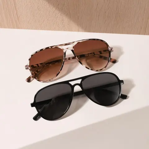 Women's Fashionable Tortoiseshell / Solid Color Aviator Frames Sunglasses, Stylish Sunglasses, Stylish Shades, Trendy Casual for Everyday Use, Fashion Accessories for Outdoor Activities, Sunglasses For Driving, Aviator Sunglasses Set