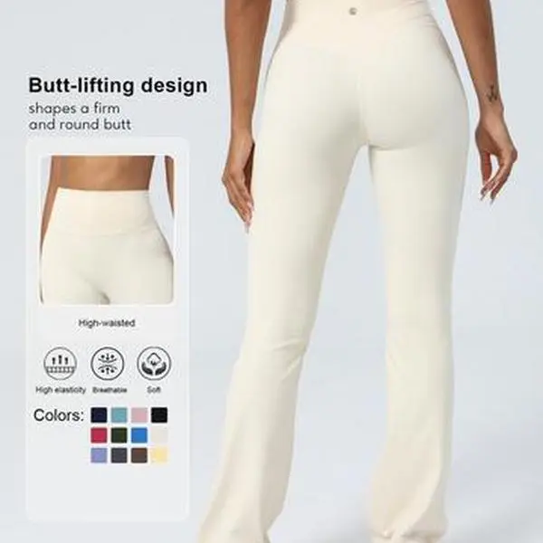 Sodalemon Women’s High-Waisted Flare Leggings - Women's Clothes, Butt Lifting, Tummy Control, Comfy Pants, Soft Stretch Workout Yoga Pants