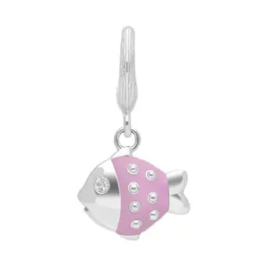 Ariva Sterling Silver White Topaz Fiona the Fish Charm