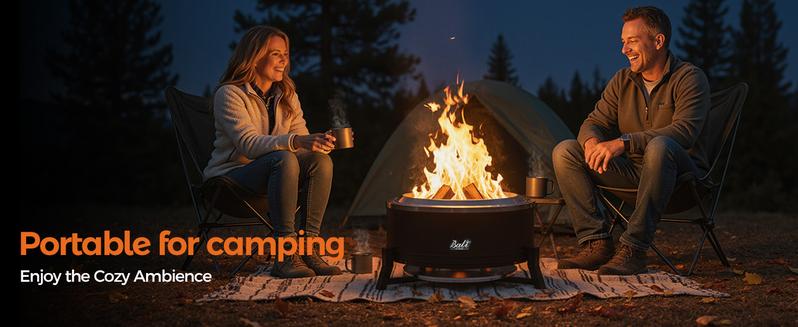 BALI OUTDOORS 22-Inch/27-inch Smokeless Wood Pellet Fire Pit with Cooking Grill – Portable Low Smoke Bonfire with Ash Pan for Outdoor Picnic, Camping, Patio, and Backyard