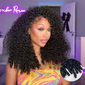 [Burmese Curly Half Wig] Wavymy Raw Burmese Curly Human Hair Wear Go Wig InvisiFit Strap Glueless Wig for Beginners No Lace Reusable Human Hair for 3 Hairstyles