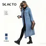 Scacto Women's Classic Loose Long Cotton Denim Trench Coat - Collared Button-Front Long-Sleeve Top Outerwear for Plus Size Women's Clothing, Everyday Clothes, Elegant Basic Outfits,sohochic