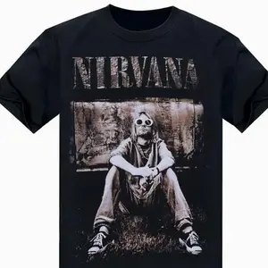 Kurt Cobain Nirvana Black Shirt LayeringOversized  graphic Relaxed Jersey Summer J