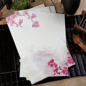 8 Sheets B5 Peach Blossom Letter Paper, Vintage Color Inkjet Writing & Printing, Traditional Chinese Style Stationery