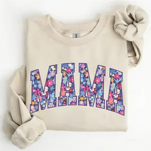 Women's Vintage Sweatshirt with Floral Design, Trendy Spring Mom Shirt, Perfect for Pregnancy Reveal, New Moms, and Stylish Everyday Wear