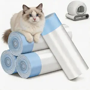 60 Count Cat Litter Box Liners for Automatic Self-Cleaning Litter Box, Heavy Duty Drawstring Waste Bags, Extra Thick 3.6-mil Leak-Proof, 18"x20" (45x50cm), 4 Rolls