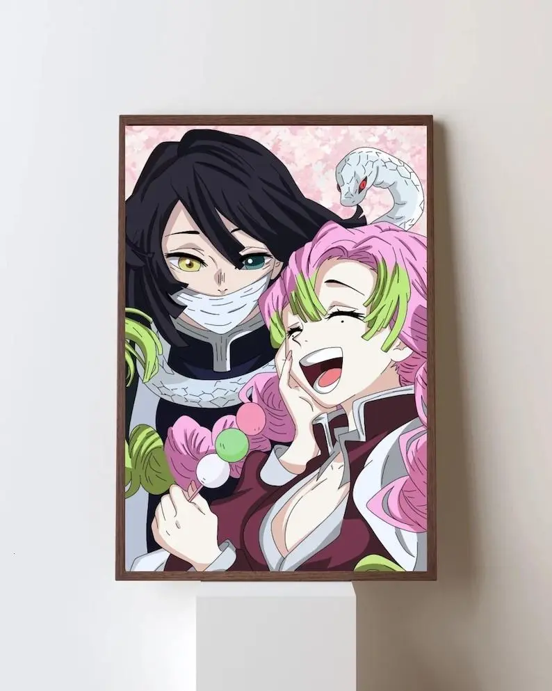 [Up To 50% Off] Multi-Size Unframed Demon Slayer Mitsuri & Obanai Art Paper Poster - 12x18, 24x36, Love Hashira-Serpent Hashira Anime Print, Mountable Wall Decoration for Wardrobe, Kid Room, Kimetsu no Yaiba Home Decor