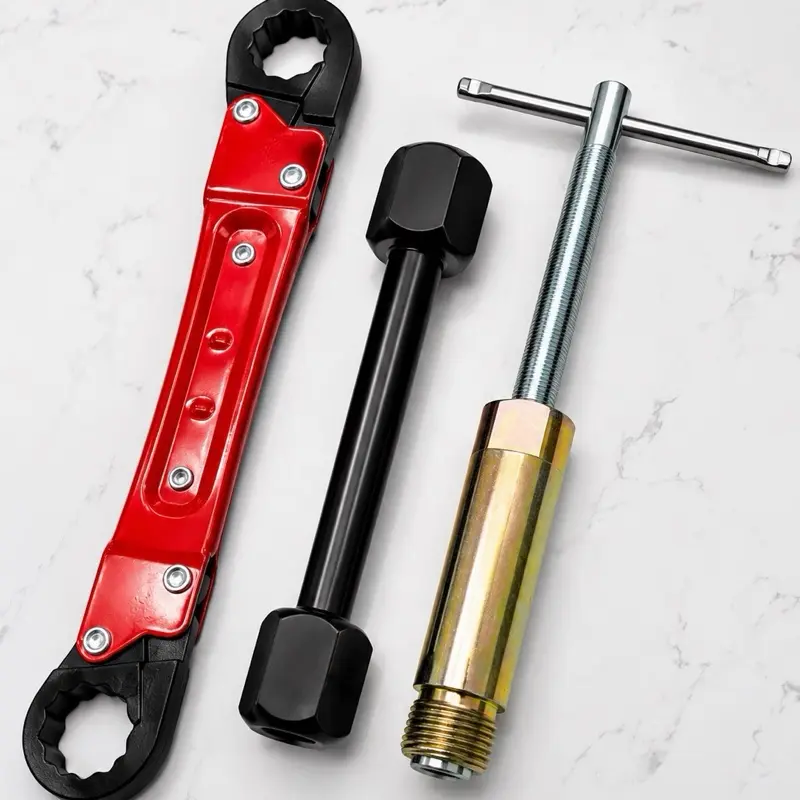 3-in-1 Compression Sleeve Puller Tool, Compression Valve Wrench Set for 1/2" Compression Fittings, Nut & Ferrule Removal Tool for Corroded & Frozen Supply Stops