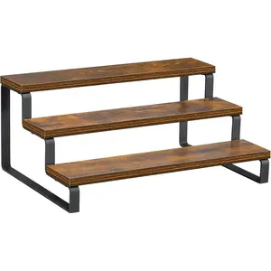 3-Tier  Rack, 13.8 Inch  Step Shelf Countertop  Storage Holder, Kitchen Pantry Cabinet Organizer Cupboard for  Bottles, Jars, Seasonings, Baking Supplies, Metal Frame