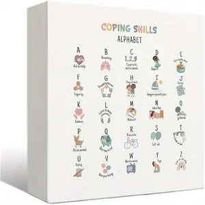 Coping Skill Alphabet Mental Health Sign - School Counseling Office Decor, Therapist Office Decor, Mental Health Office Decor, Social Worker Office Decor, 5x5 inch