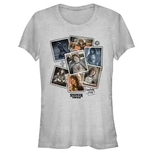 Juniors Womens Stranger Things Eddie Munson Photo Dump T-Shirt