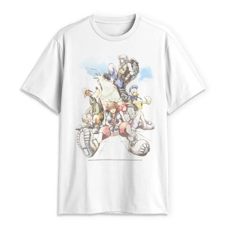 Kingdom Hearts Men's Short-Sleeve Final Mix Box Art Character Group Graphic Print T-Shirt, Menswear T-Shirt
