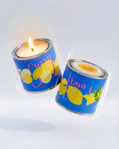 Sunny Limo! Citrus Fizz 8 oz Container Candle 100% Soy Wax 40+ Hours Burn Time Fruity Fresh Citrus Scent with Lemon Lime Mint & Sparkling Water Notes