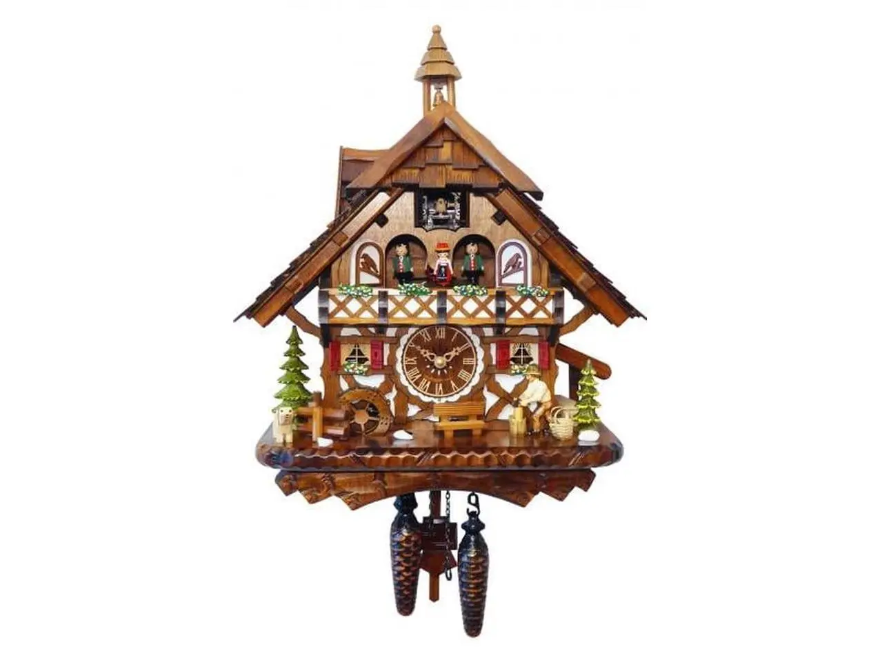 Alexander Taron 4491QMT Engstler German Craft Wooden Body Musical Analog Clock, Battery-Operated Traditional Home Decor Items with Angel Design, Tune Playback, 16.5x14x8.5 in, 5.9 lbs