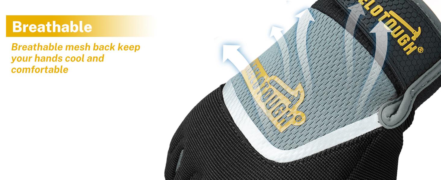 MELOTOUGH Work Gloves for Men Women, Heavy Duty Mechanic Gloves with Touch Screen, Non-Slip Wear Resistant Safety Working Gloves for Garden, Yard, Warehouse, Construction and Daily Work