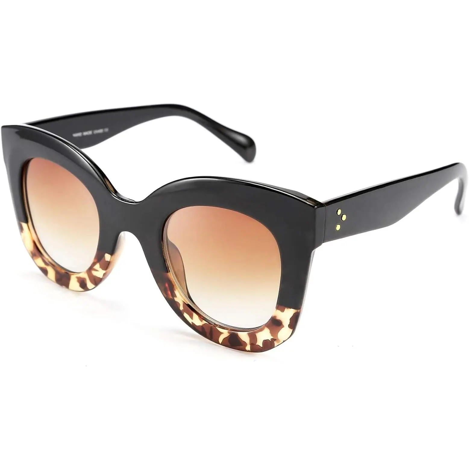 FEISEDY Retro Oversized Square Horn Sunglasses Semi Cat Eye Butterfly Glass Big Thick Bold Frame B2572