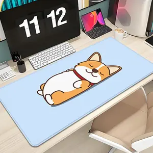 Pet dog Corgi Cuddly puppy sleeping Corgi Mouse Pad Design XXL 1000×500mm 900×400mm 800×400mm 600x300mm Large Gaming Mouse Pad Desk Accessories - Extended, Thick, Non-Slip Rubber Base Desk Mat with Precision Stitched Edges - Washable Large Desk Pad