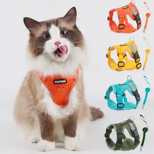 Universal Pet Freedom Harness Set - All-Weather Breathable Mesh Vest for Cats & Small Dogs - High-Visibility Reflective Strips for Night Safety - Adjustable Easy-Control Harness for Daily Walking