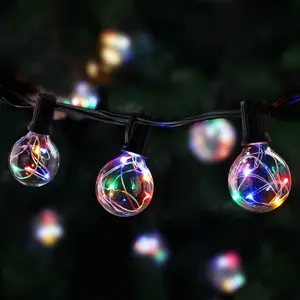 Quntis G40 Colored LED Outdoor String Lights 38.5Ft IP65 Waterproof 30+3 Bulbs Energy Saving Multi Color for Patio Porch Garden Bistro Party Wedding