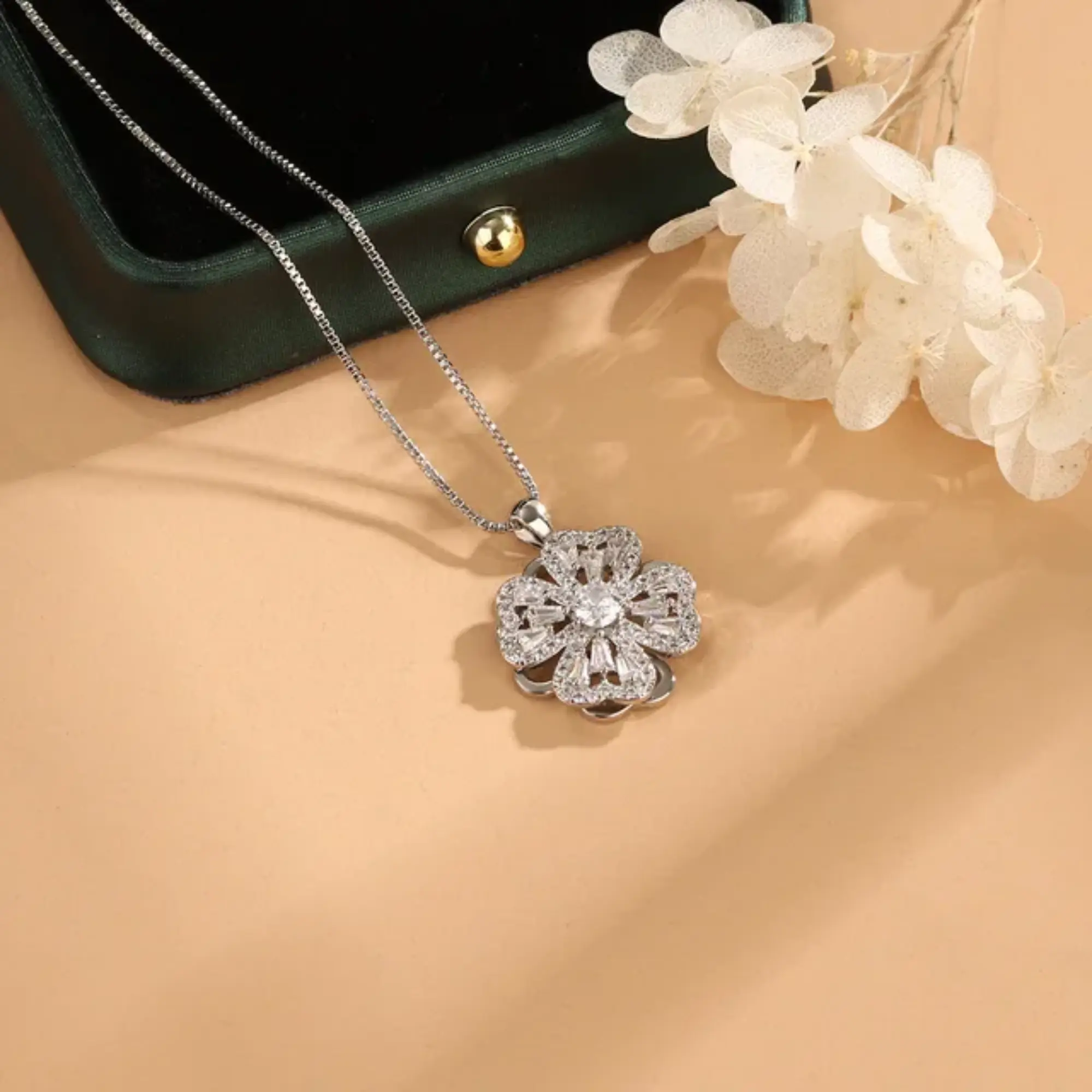 Best of Luck Fidget Necklace, Clover Spinner Necklace, Fidgeting Necklace, Stress and Worry Necklace
