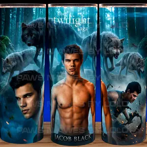 Twilight Saga Jacob Black and Wolfpack Movie Cup Mug Tumbler 20oz - Stainless Steel, Fantasy, Modern Drinkware - Washable Flasks Stylish
