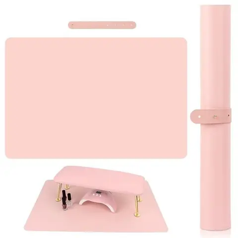 Nail Art Table Mat, Foldable Hand Rest Pad, Soft Microfiber Leather, Manicure Pad for Salon Home, Nail Technician Desk Mat, Manicure Accessories