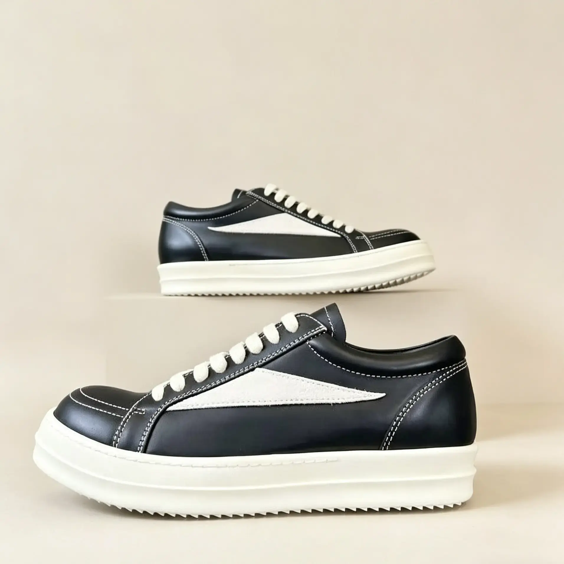 Inverted triangle black and white thick-soled stylish multi-purpose casual sports shoes for both men and women