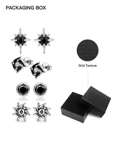 Unisex Zircon Star Element Earrings Set, Trendy Hip-Hop Jewelry, Statement Earrings, Perfect for Daily Wear & Special Occasions, Ideal Gift