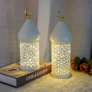 Metal Hollow LED Wind Lamp, Simple Home Desktop Decoration, Decorative Lanterns, Ramadan Festival Light, No Battery Included