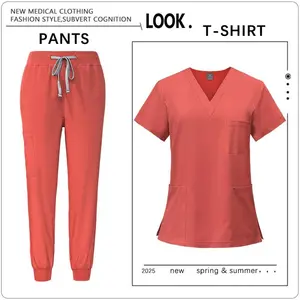 Quick-drying 2 Picec Scrubs Set High Quality Lightweight Medical Surgical Uniform Comfortable Soft Beauty Spa Workwear Top+Pants