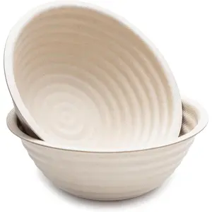 8.5" Banneton Boule Proofing Basket for Sourdough & Artisan Bread Baking - Stackable, Made From Bamboo & Sugarcane Pulp (2-Pack)
