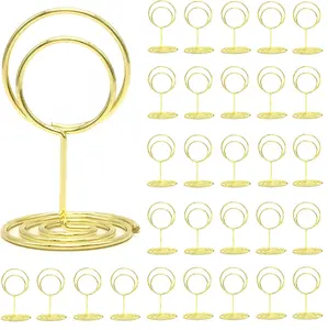 30Pcs Table Number Holders,Wire Place Card Holder Table Sign Holder Name Menu Clips,Picture Stands Photo Stands for Wedding Centerpieces Birthday Party(Gold) CINBILCORN