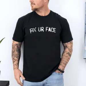 FIX UR FACE Shirt, Distressed Text T Shirt, Machine Guun Kelly Album Top, Edgy Grunge Graphic Tee, Pop Punk Aesthetic Outfit, Unisex Short Sleeve Tee, Graphic Streetwear T-Shirt