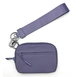 Chic Waterproof Nylon Wristlet - Multi-Functional Coin Card Pouch with Keychain & Secure Zipper, Everyday Essential